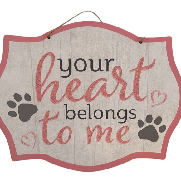 Paw-print Heart Wall Sign with Pink Border🐾 - Picture 2 of 4